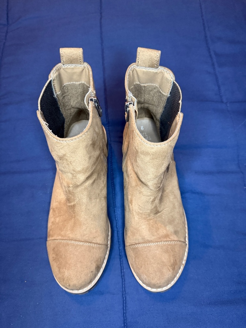 Time and Tru Taupe Suede Ankle Boots with Side Zipper